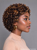 Machine Made Glueless wig curly wave brown highlight 100% Human Hair