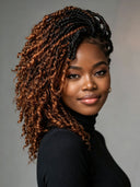 Braided wig Full Lace Pre-styled Updo brown highlight