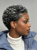 Machine made & lace front salt and pepper afro curly 100% Human Hair