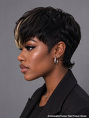 Glueless pixie wig blonde highlight machine made 100% Human Hair