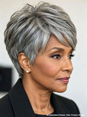 Salt and pepper Glueless wig pixie cut wig 100% Human Hair