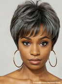 Pixie cut wig salt and pepper straight 100% Human Hair