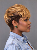 13x4 lace front pixie cut wig quick weave honey highlight 100% Human Hair