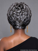 Silver Salt And Pepper collection Machine Made pixie cut wig 100% Human Hair