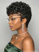 Full lace Pixie cut Wig Natural Black curly wave 100% Human Hair