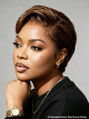 Lace front 13x4 pixie wig Brown side part for black women