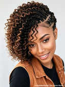 Full Lace wig brown highlight curly With Braided wig