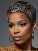 Special offer Salt Pepper pixie cut wig straight 100% Human Hair
