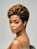 Gluelesse wig Pixie machine made honey highlight