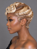 Glueless wig pixie wig Machine Made blonde water wave 100% Human Hair