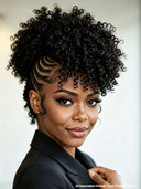 Full Lace Pre-styled With Braided black 100% Human Hair