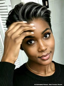 Lace  closure 5x5 Pixie wig Salt and Pepper for black woman