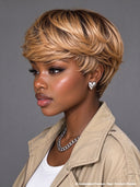 Pixie wig straight honey glueless wig for black woman 100% Human Hair