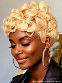 Ready to go black pixie cut wig blonde finger wave 100% Human Hair