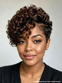Lace front 13x4 pixie wig side part Brown highlight for black woman