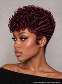 Ready to Go Glueless Wig curly wave pixie black Machine Made 100% Human Hair