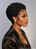 Lace front 13x4 pixie wig curly wave with baby Hair