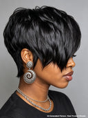 Ready to go full lace wig with bangs pixie straight 100% Human Hair