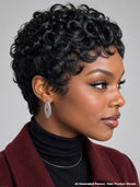 Pixie wig Ready to go Machine Made finger wave 100% Human Hair for black woman