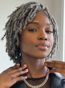 Full Lace Salt and Pepper bob Pre-styled Updo With Braided Wig 100% Human Hair