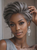 Pixie cut wig 5X5 Lace front Salt and Pepper 100% Human Hair
