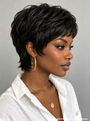 Ready to go pixie wig Machine Made straight 100% Human Hair for black woman
