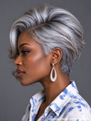 Salt and pepper lace wig lace 13x4 lace pixie  100% Human Hair