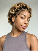 Full Lace wig Braided Pixie Wig afro honey