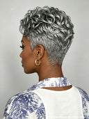 Lace front 13x4 Pixie wig silver Quick weave