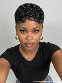 Full lace pixie cut wig finger wave for black women