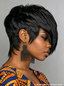 Easy to go machine made black pixie cut wig 100% Human Hair