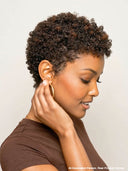 Machine Made pixie cut wig afro curly brown highlight 100% Human Hair