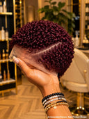 Lace front 13x6 pixie cut  burgundy curly wave wig