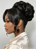 Lace Front updo Bridal Collection 20 Inch Body Wave Romantic Bun Natural Black #1B Virgin Human Hair