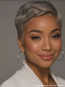 Lace closure 7x5 Pixie wig quick weava gray 100% Human Hair