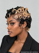 Lace front 13x4 pixie wig finger wave blonde highlight