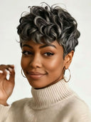 Salt and pepper pixie wig quick weave
