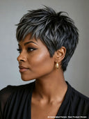 Salt and pepper Glueless Wig pixie  straight