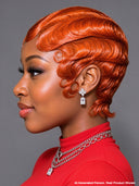 2 wigs pixie cut wig Easy to wear machine made water wave 2 color rouge & orange 100% Human Hair