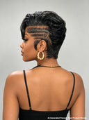 Full lace Pixie Wig Natural Black side part straight 100% Human Hair