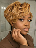 Pixie wig Lace front 13x4 honey wavy 100% Human Hair