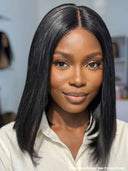 Straight bob 2X6 lace closure Natural Black 100% Human Hair