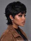 Glueless wig pixie cut wig for black woman 100% Human Hair