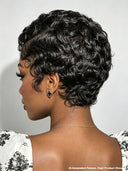 13x4 lace front pixie black quick wavy finger wave 100% Human Hair