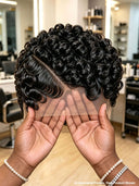 Full lace pixie cut wig side part curly