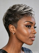 Gluelesse wig Pixie silver Salt and Pepper Wear & Go