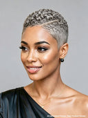 Lace front 13x6 pixie cut curly wave wig silver gray