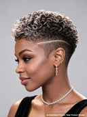 Topper unit Salt and Pepper Pixie Cut  for black woman （not a wig）