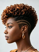Full lace wig Pixie curly wave Brown highlight