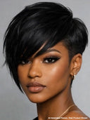 Pixie cut wig Lace front 13x6 HD wig black straight 100% Human Hair